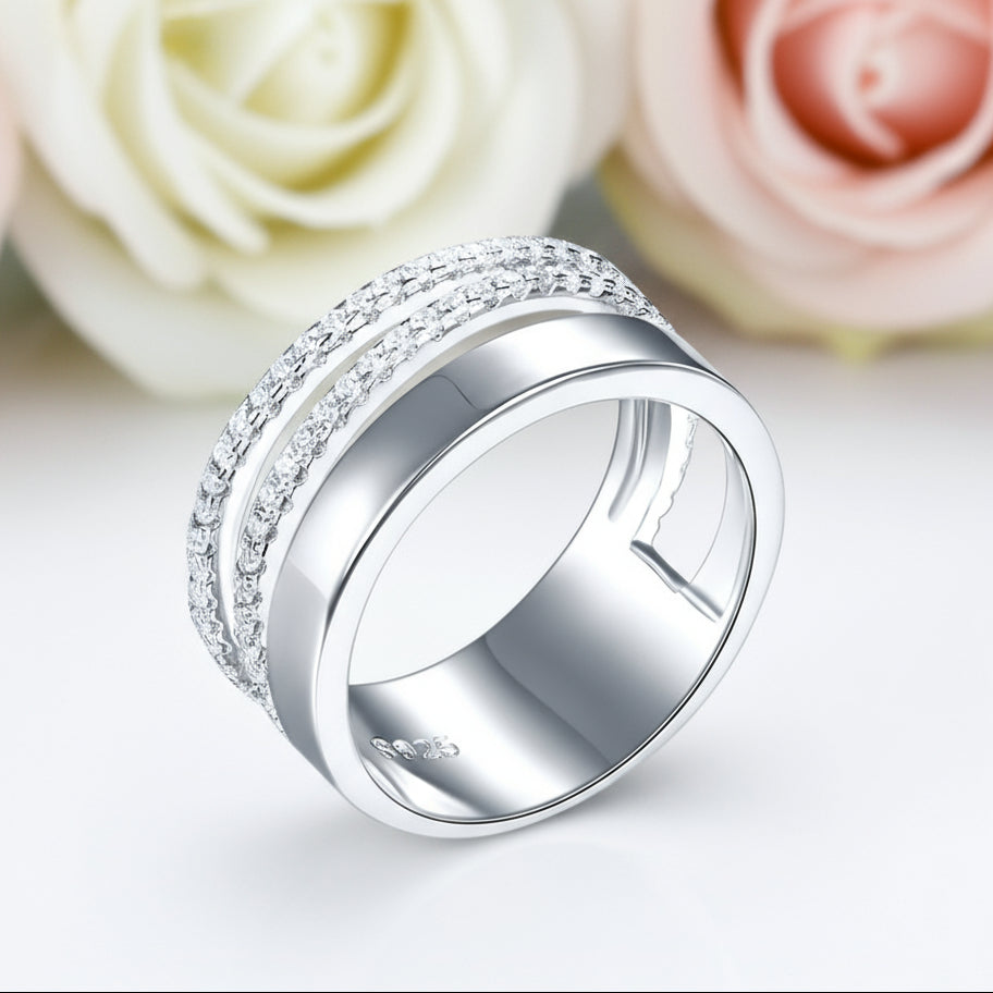 Round Diamond Double Band Wedding Ring-Black Diamonds New York