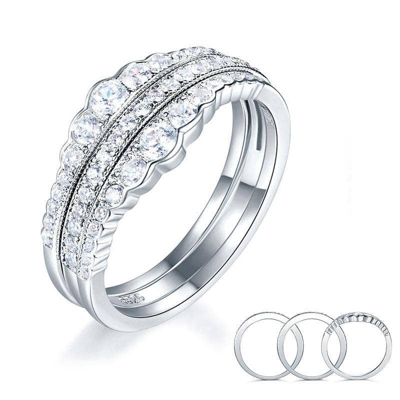 Created Diamond Wedding Band Ring Set 3-Pieces