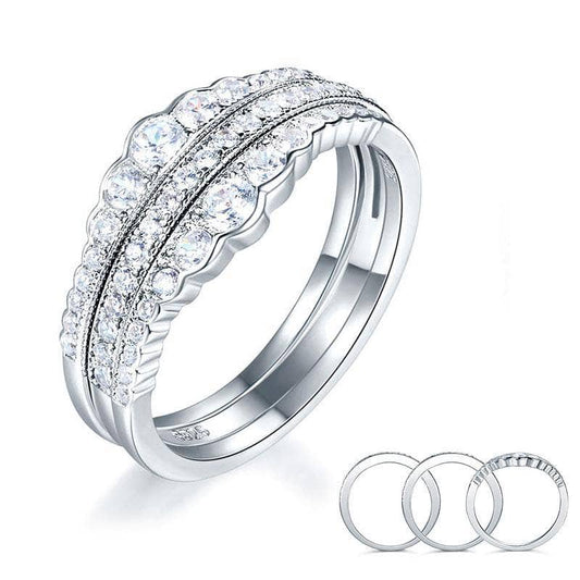 Created Diamond Wedding Band Ring Set 3-Pieces-Black Diamonds New York