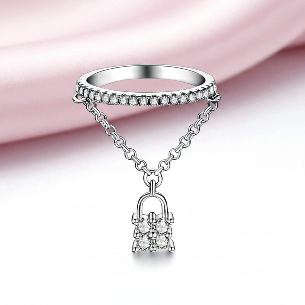 Eternity Round Diamond Option Women's Dangle Purse Ring-Black Diamonds New York