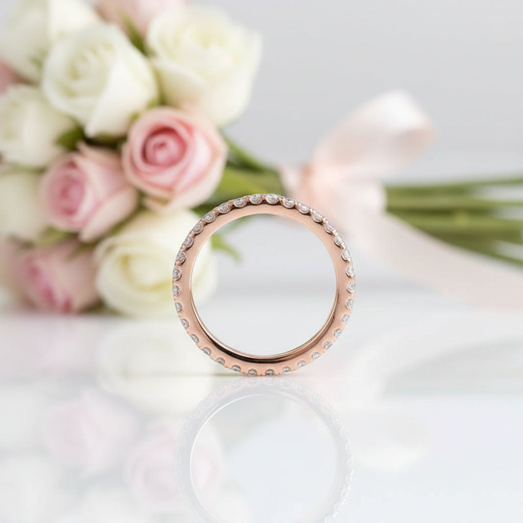 Round Diamond Option Full-Eternity Yellow Gold Infinity Band-Black Diamonds New York