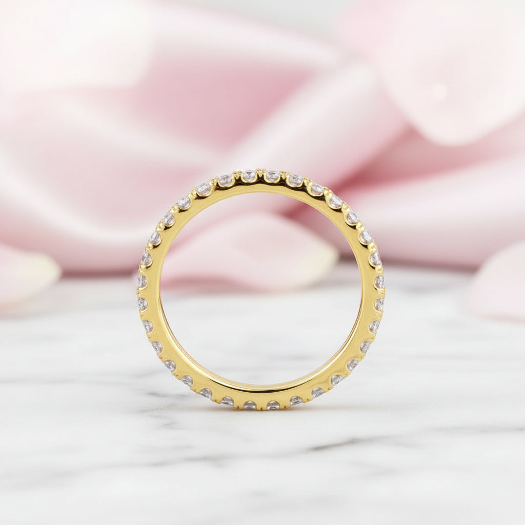 Round Diamond Option Full-Eternity Yellow Gold Infinity Band-Black Diamonds New York