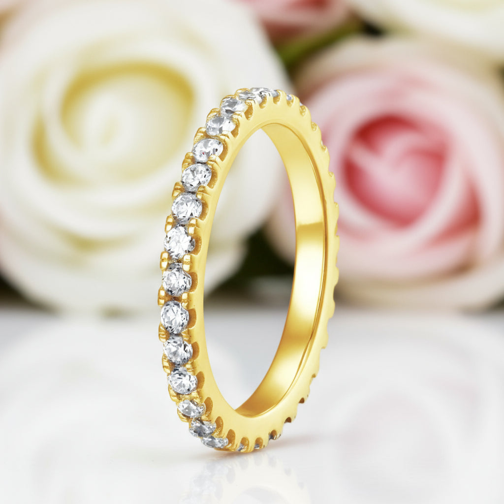 Round Diamond Full-Eternity Yellow Gold Infinity Band-Black Diamonds New York