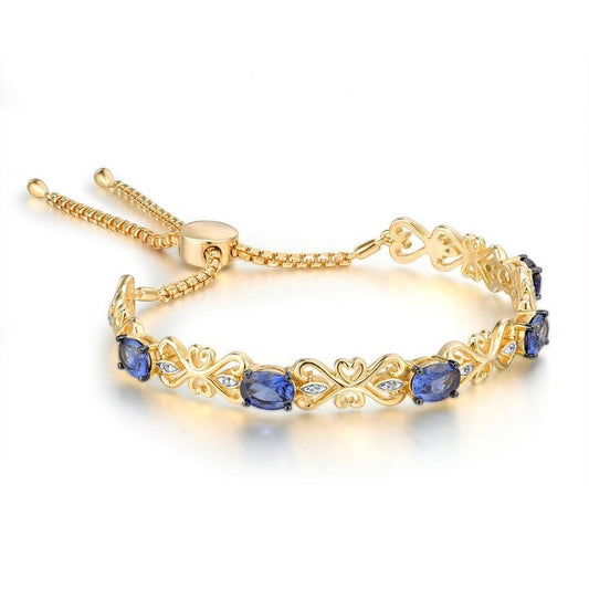 Created Sapphire Adjustable Bolo Bracelet-Black Diamonds New York