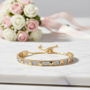 Created Sapphire Yellow Gold Adjustable Bolo Bracelet-Black Diamonds New York