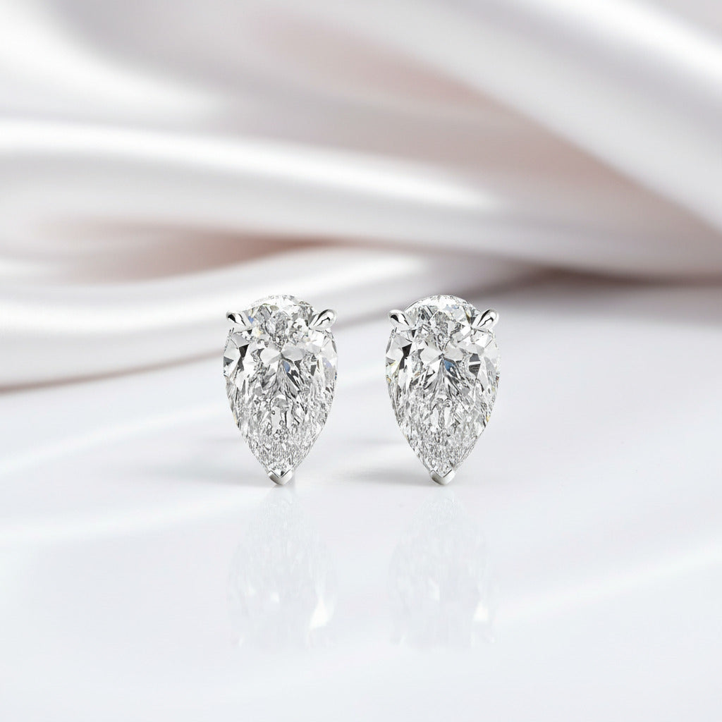 White Sapphire Pear Cut Women's Stud Earrings-Black Diamonds New York