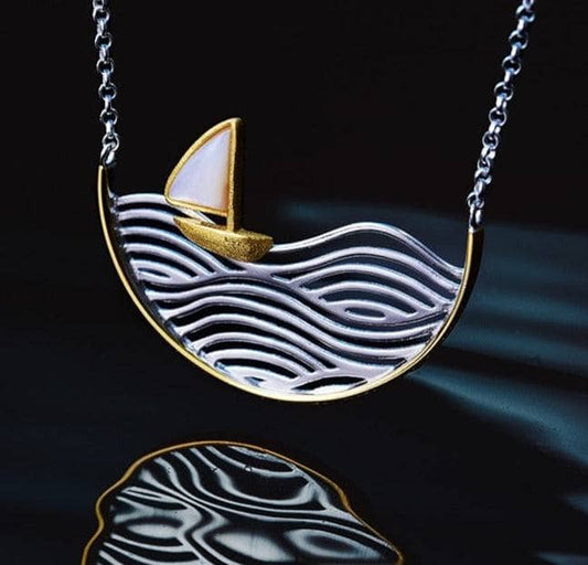 Creative Sailboat Necklace-Black Diamonds New York