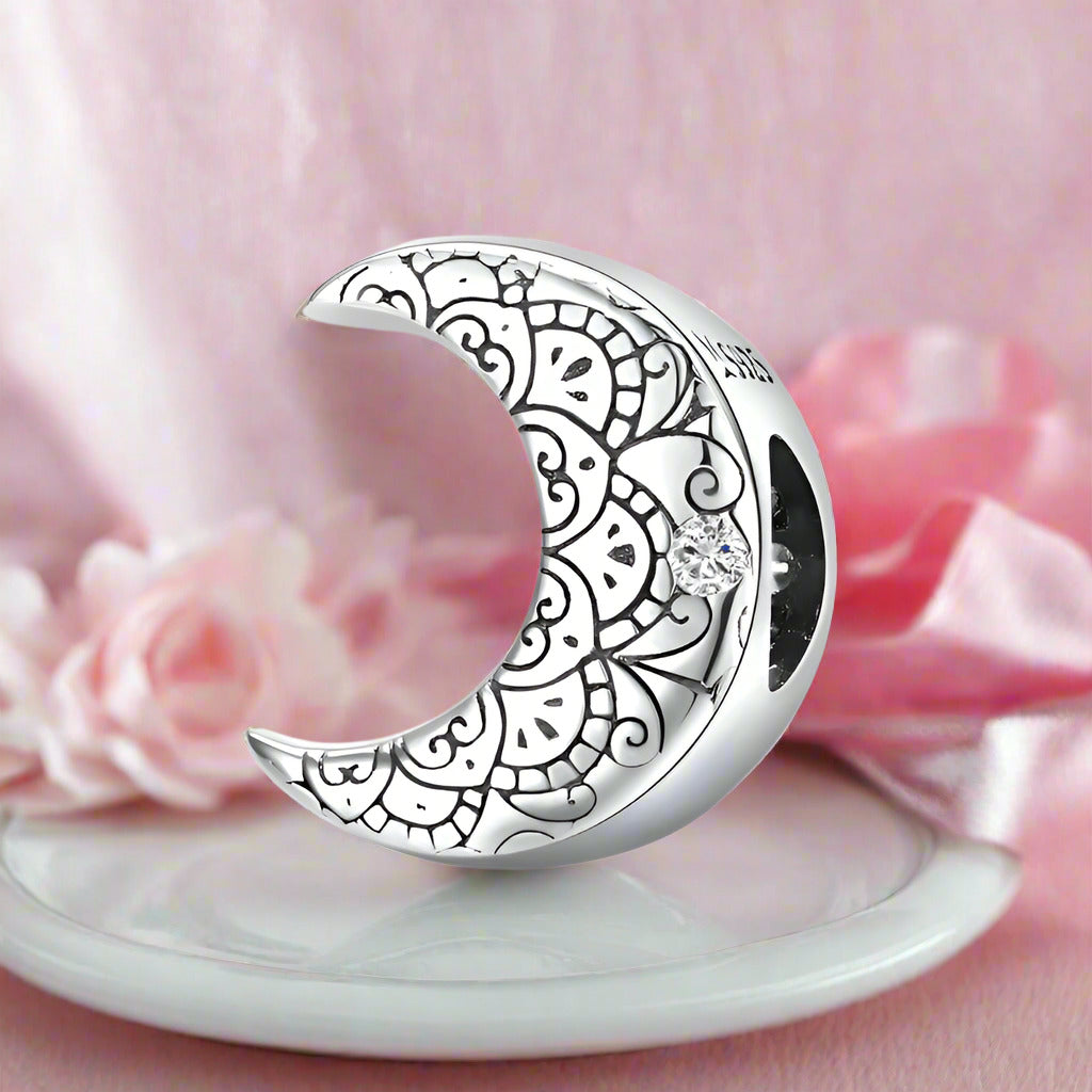 Crescent Moon & Vintage Vines Charm Beads-Black Diamonds New York