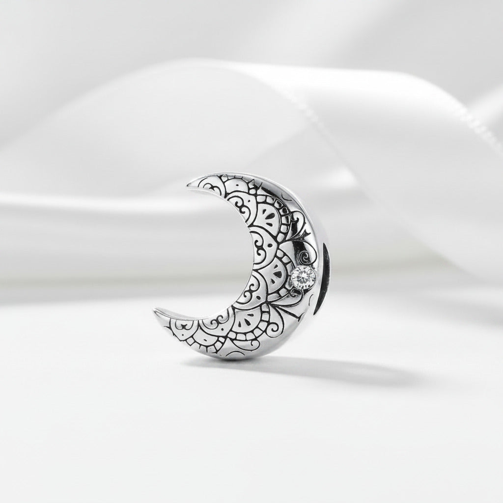 Crescent Moon & Vintage Vines Charm Beads-Black Diamonds New York