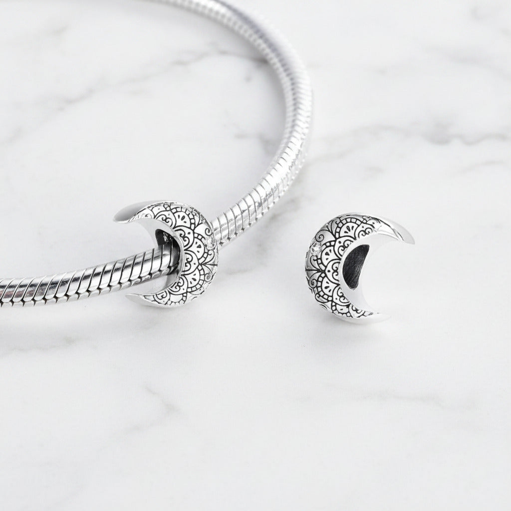 Crescent Moon & Vintage Vines Charm Beads-Black Diamonds New York
