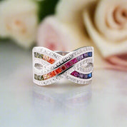 Cross Double Rainbow Diamond Band-Black Diamonds New York
