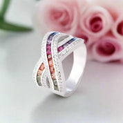 Cross Double Rainbow Diamond Band-Black Diamonds New York