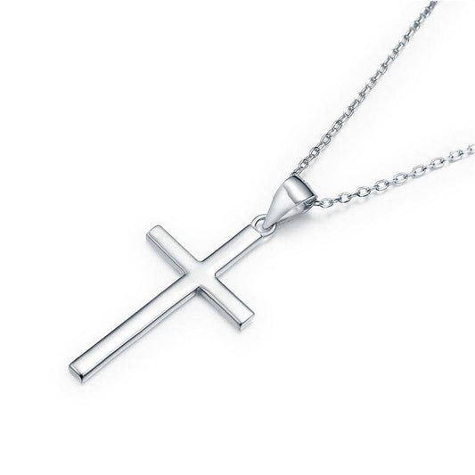 Cross Pendant Necklace Solid 925 Sterling Silver - Black Diamonds New York