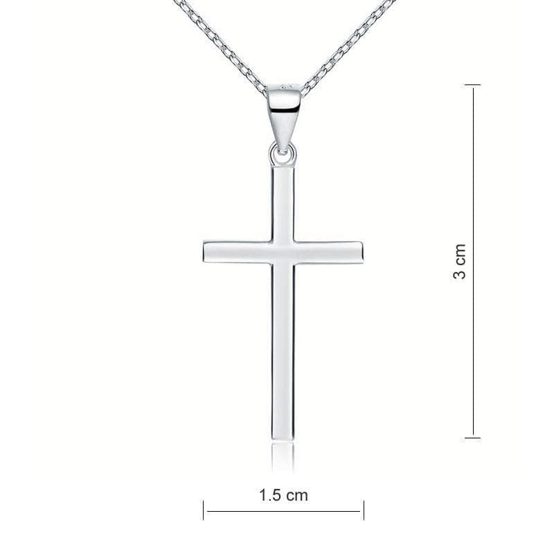Cross Pendant Necklace Solid 925 Sterling Silver-Black Diamonds New York