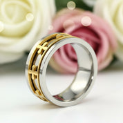 Cross Rotatable Men's Ring Band-Black Diamonds New York