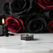 Cross Two Tone Men's Wedding Band-Black Diamonds New York