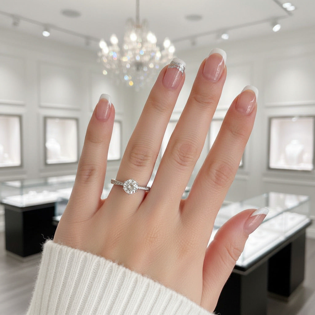 Crown Design 1CT Round Cut Diamond Option Engagement Ring-Black Diamonds New York