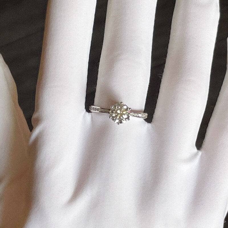 Crown Design 1CT Round Cut Moissanite Engagement Ring - Black Diamonds New York