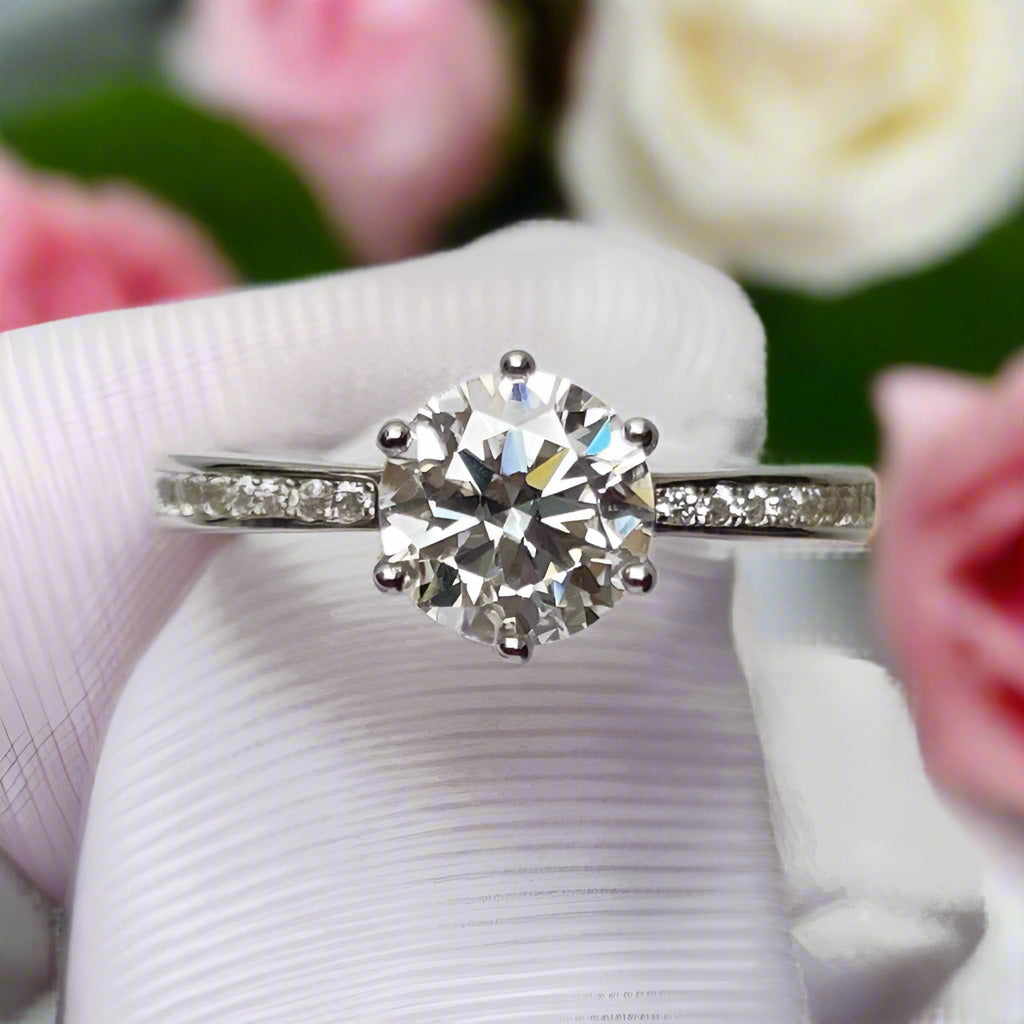 Crown Design 1CT Round Cut Diamond Engagement Ring-Black Diamonds New York