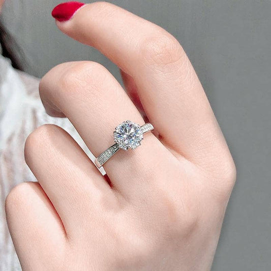 Crown Moissanite Diamond 1Ct VVS1 Engagement Ring - Black Diamonds New York