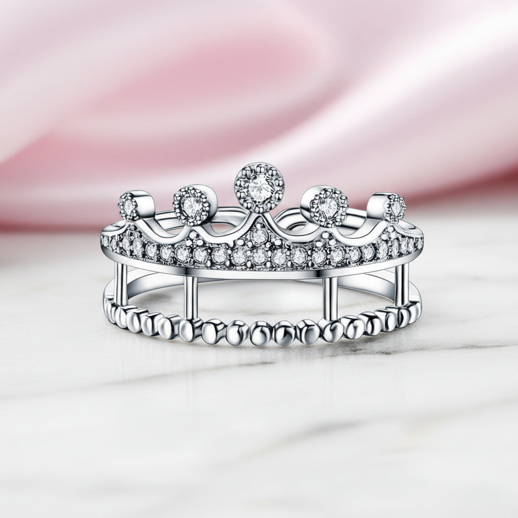 Crown Shape Round Diamond Option Ring-Black Diamonds New York