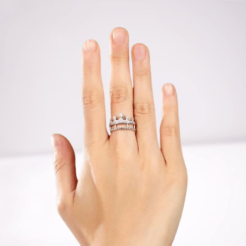 Rhodium Plated Sterling Silver Tiara & Crown Dainty Curved Wedding Band Ring  Marquise Cut 3-Stone V Arched Promise Ring (rhodium-plated-silver, 4) :  Amazon.ca: Clothing, Shoes & Accessories