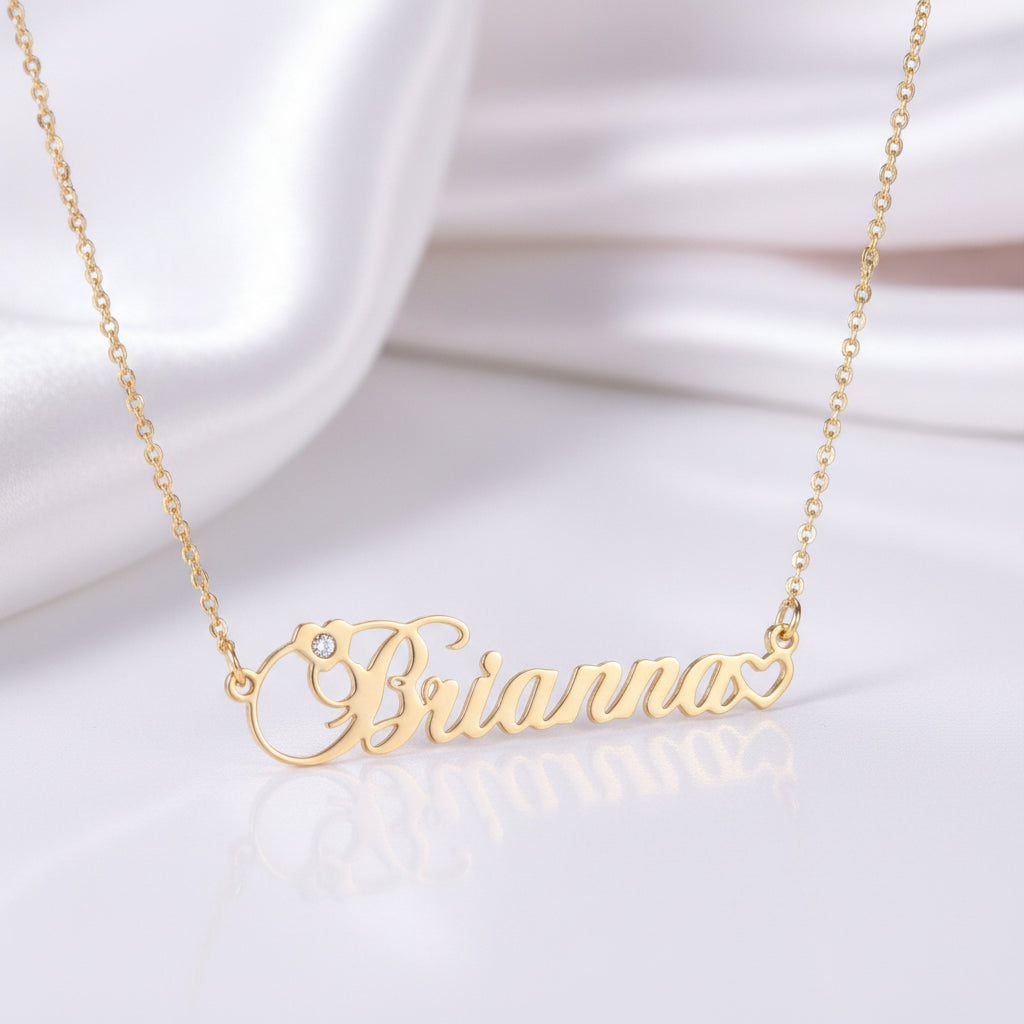 Cursive Custom Name Necklace With Diamond Option-Black Diamonds New York