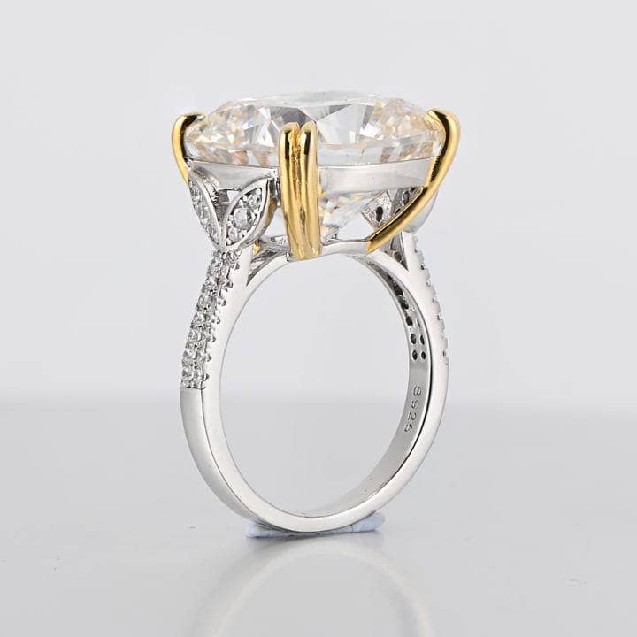 Cushion Cut 2 Tone Plating Engagement Ring-Black Diamonds New York