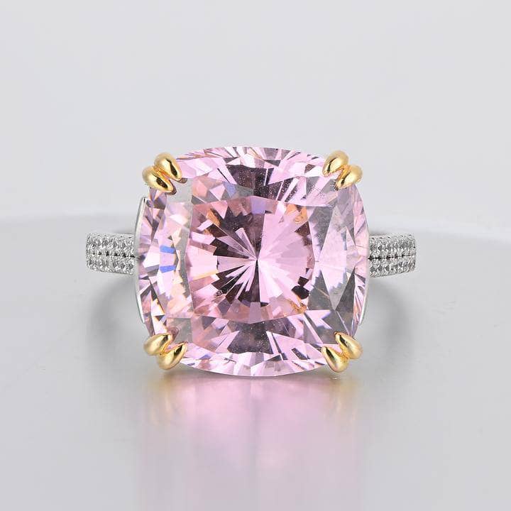 Cushion Cut 2 Tone Plating Engagement Ring-Black Diamonds New York