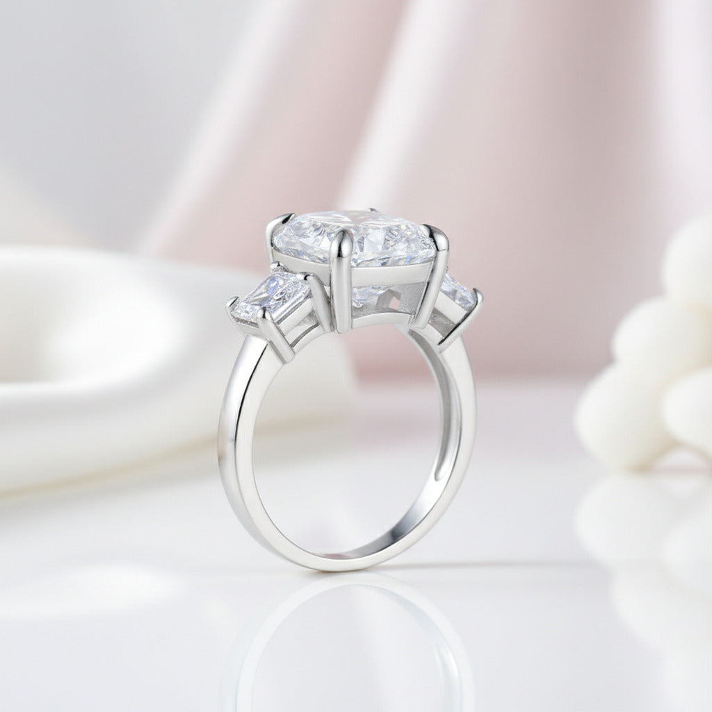 4.0 Ct Cushion-Cut Three-Stone Diamond Option Ring-Black Diamonds New York