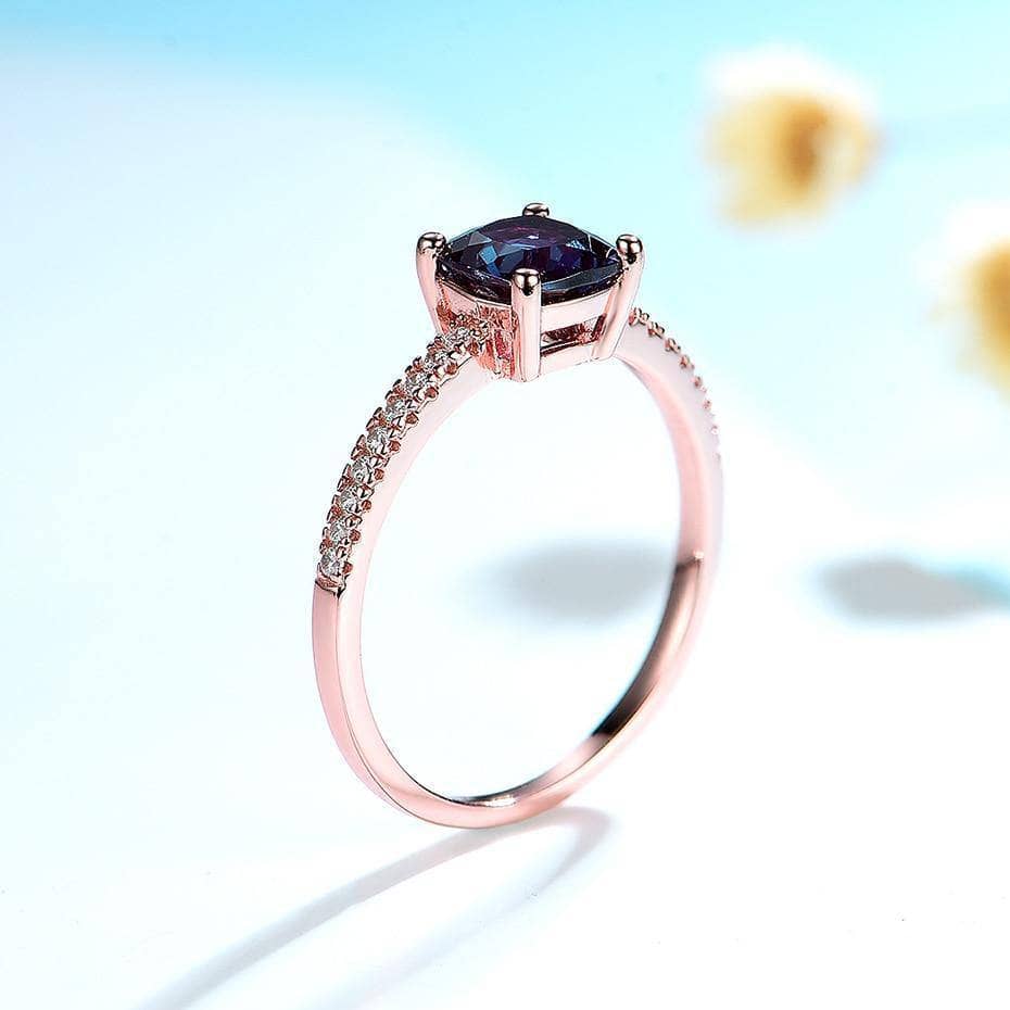 Cushion Cut Alexandrite Gemstone Engagement Ring-Black Diamonds New York