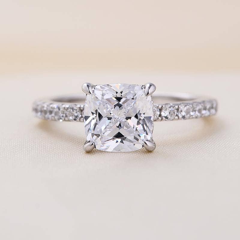 Cushion Cut Engagement Ring & Emerald Cut Wedding Ring Set - Black Diamonds New York