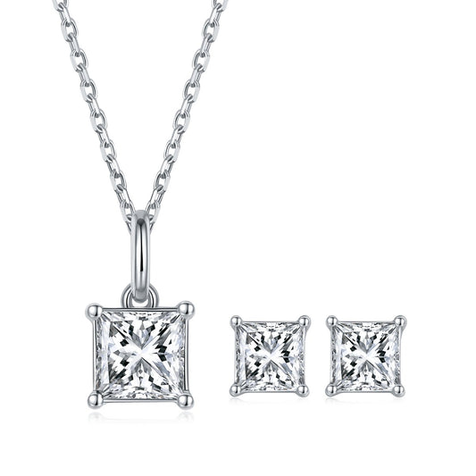 Cushion Cut Diamond Necklace and Earrings-Black Diamonds New York