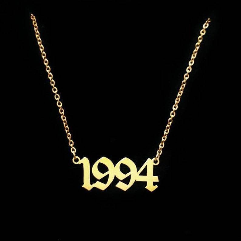 Custom Birth Year Necklace-Black Diamonds New York