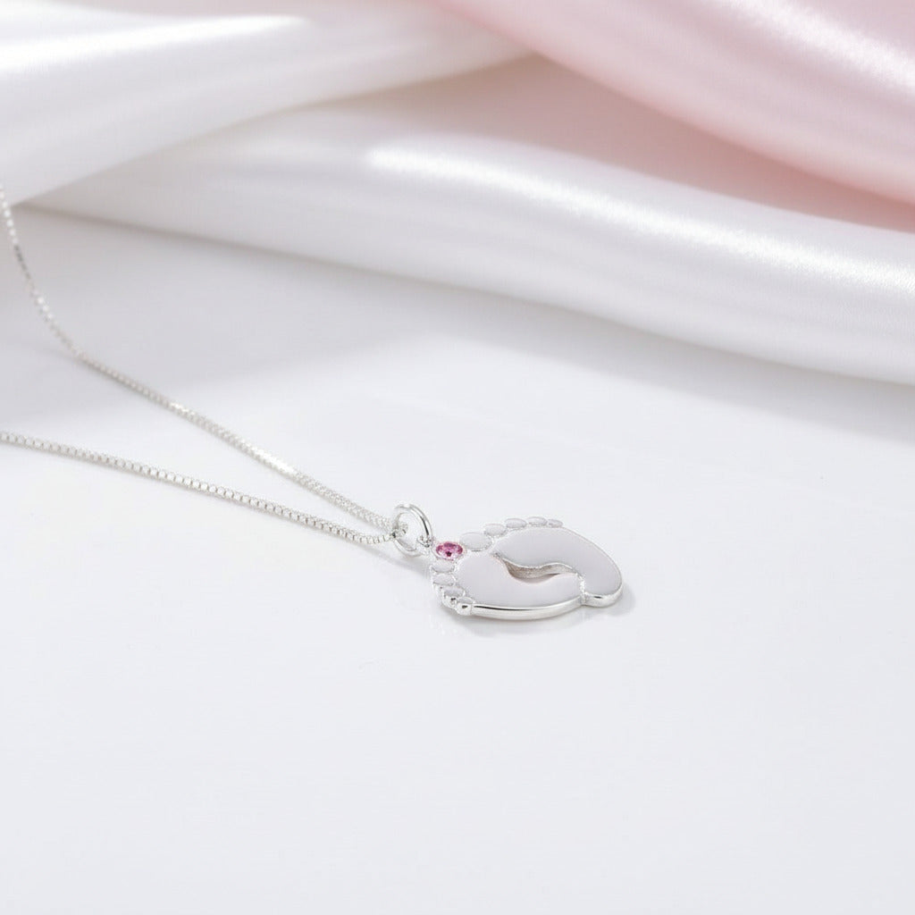 Custom Classic footprint Necklace with Birthstone-Black Diamonds New York