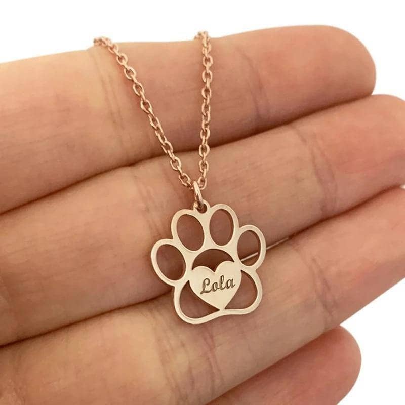 Custom Cute Animal Paw Name Necklace Cat Dog Pendant-Black Diamonds New York