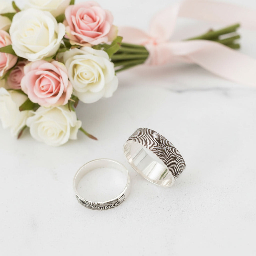 Custom Engraved Finger Print Ring-Black Diamonds New York