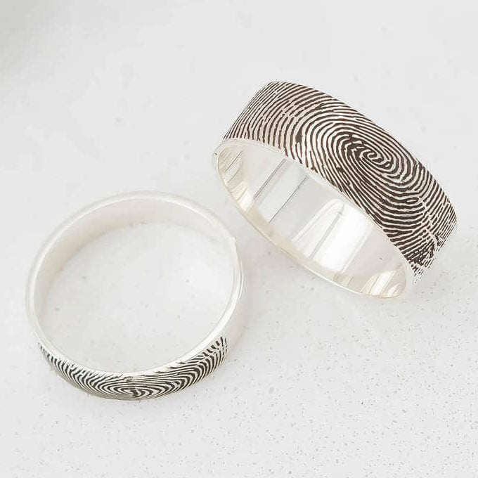 Custom Engraved Finger Print Ring-Black Diamonds New York