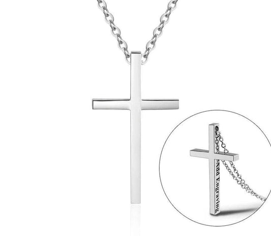 Custom Engraved Name Cross Pendant Necklace - Black Diamonds New York