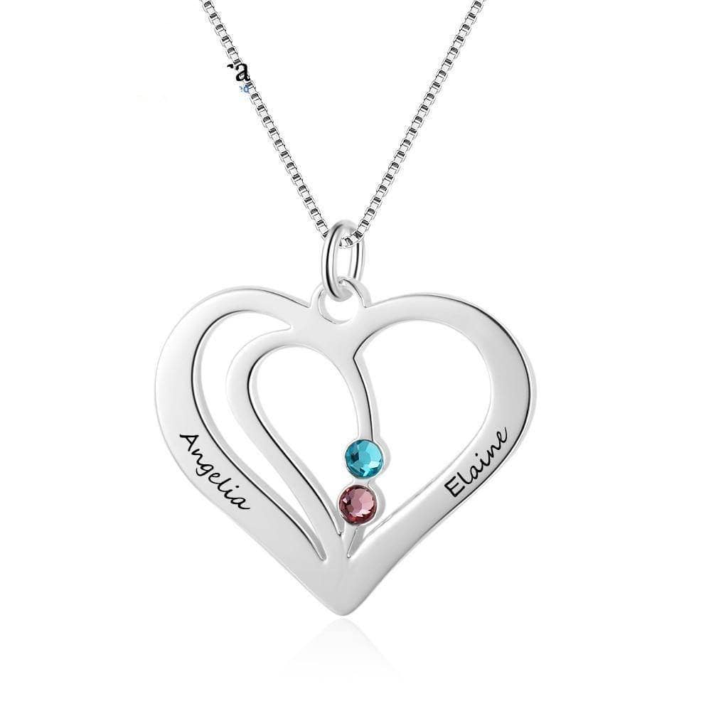 Custom Engraved Name Heart Necklace with Birthstone - Black Diamonds New York