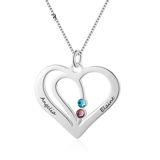 Custom Engraved Name Heart Necklace with Birthstone-Black Diamonds New York