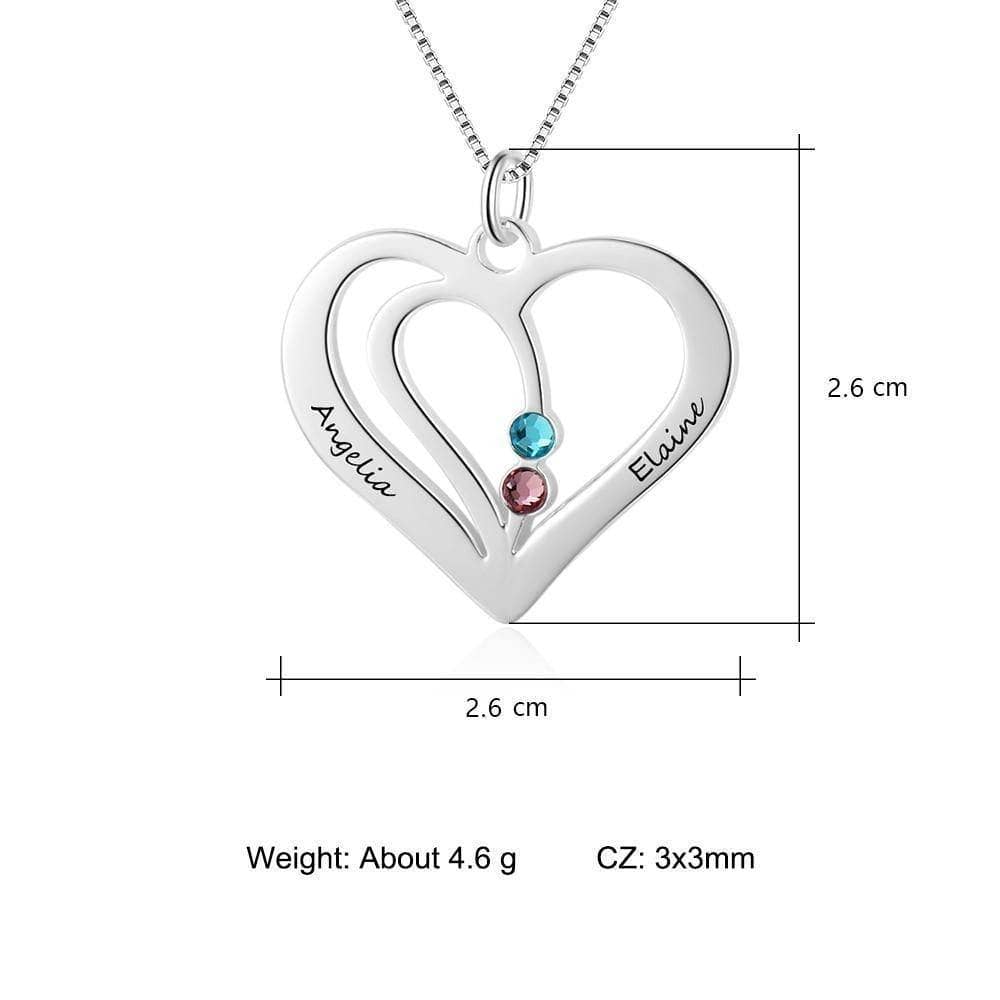 Custom Engraved Name Heart Necklace with Birthstone - Black Diamonds New York