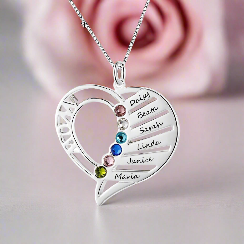 Custom Engraved Name Necklace with Birthstone-Black Diamonds New York