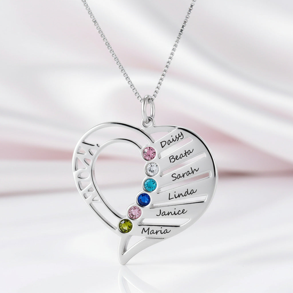 Custom Engraved Name Necklace with Birthstone-Black Diamonds New York
