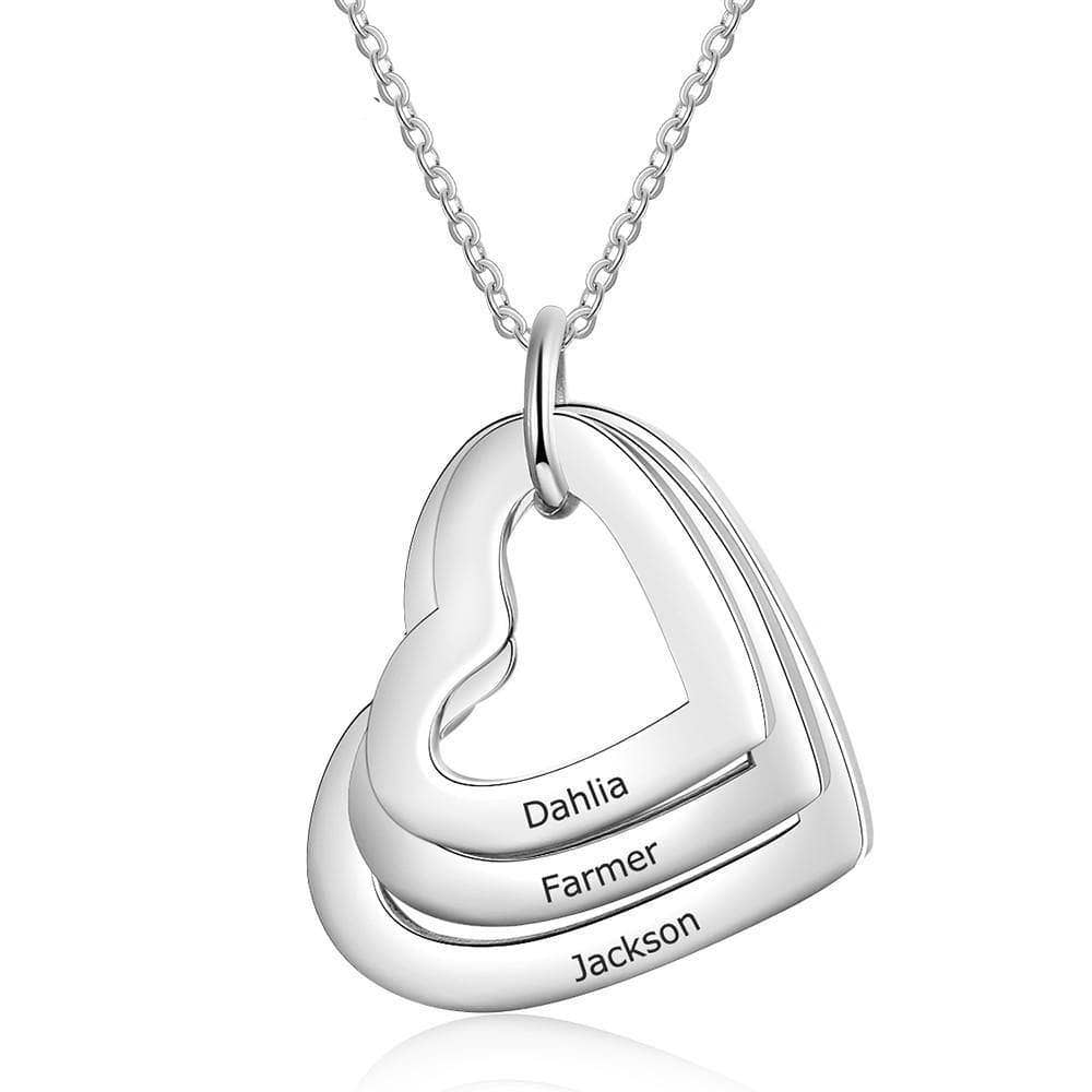 Custom Family Heart Necklace with 2-4 Names-Black Diamonds New York
