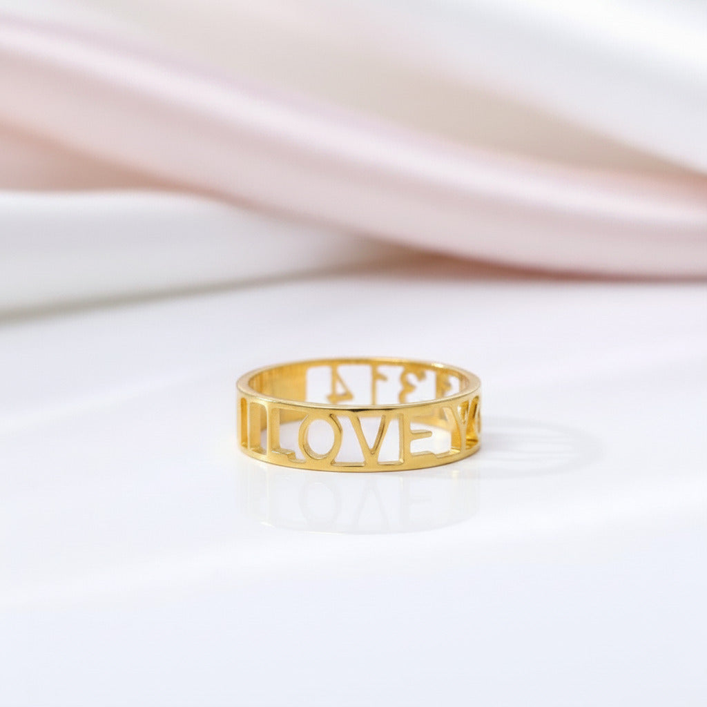 Custom Hallow Name Ring-Black Diamonds New York