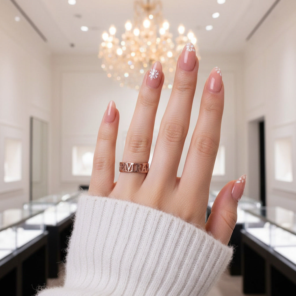 Custom Hallow Name Ring-Black Diamonds New York