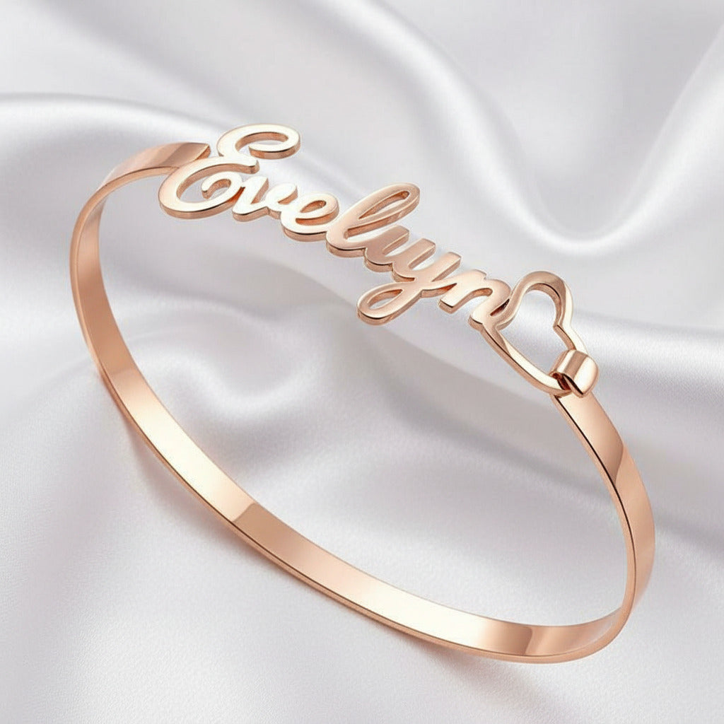 Custom Handcuff Name Bracelet-Black Diamonds New York