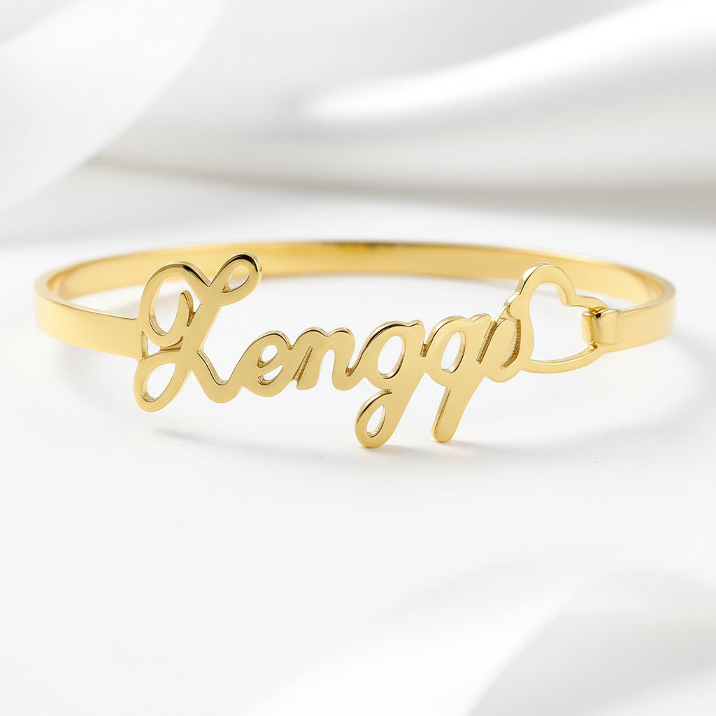 Custom Handcuff Name Bracelet-Black Diamonds New York