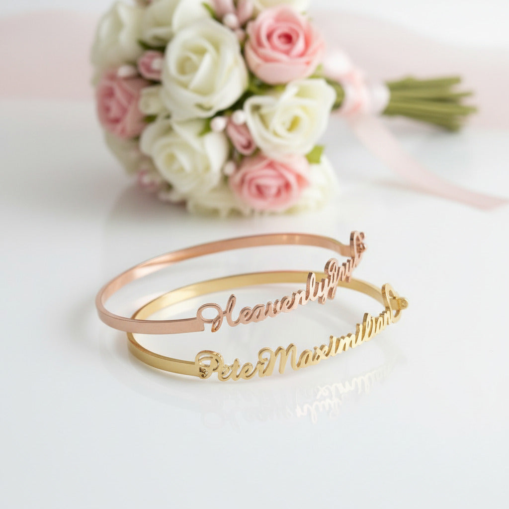 Custom Handcuff Name Bracelet-Black Diamonds New York